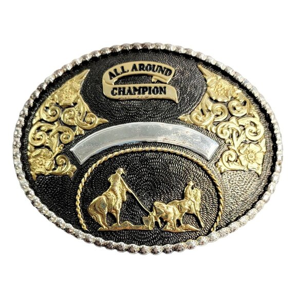 Montana Silversmiths All Around Champion Rodeo Belt Buckle Calf Roping - Picture 1 of 4